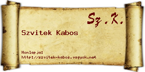 Szvitek Kabos névjegykártya